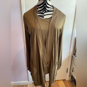 Eileen Fisher Olive Cardigan Sweater and Tank Top Set